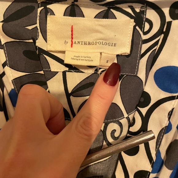 New Anthropologie Somerset dress- Small, 100% cotton, Blue & White print - Picture 6 of 7